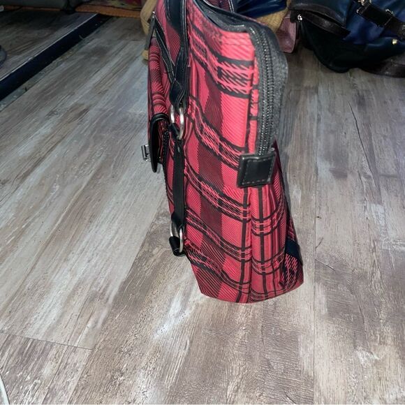 Tartan xl tote bag lightly lined with zip wall pocket zip top w/ lg  snap pocket - Picture 4 of 10